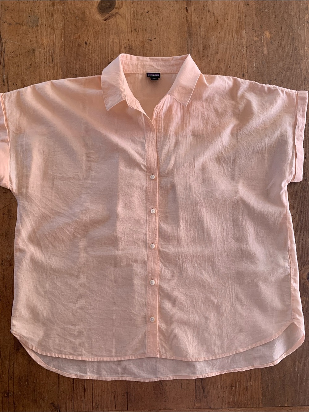 Patagonia Organic Cotton and Hemp Button-Up Shirt in Light Peach